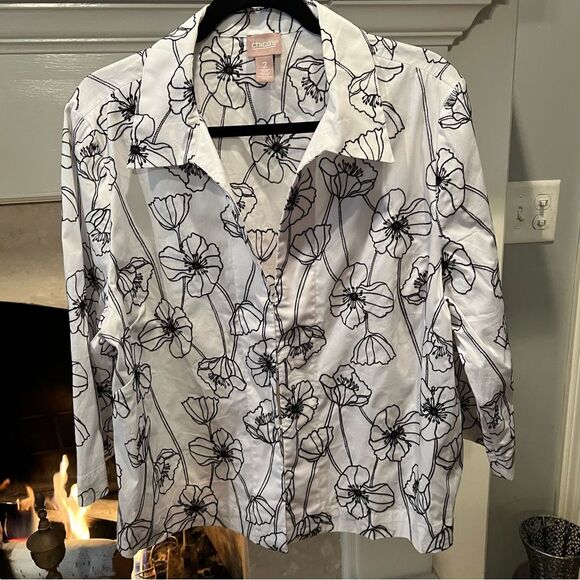 Chico’s Embroidered Swing Jacket Size large - Picture 2 of 9